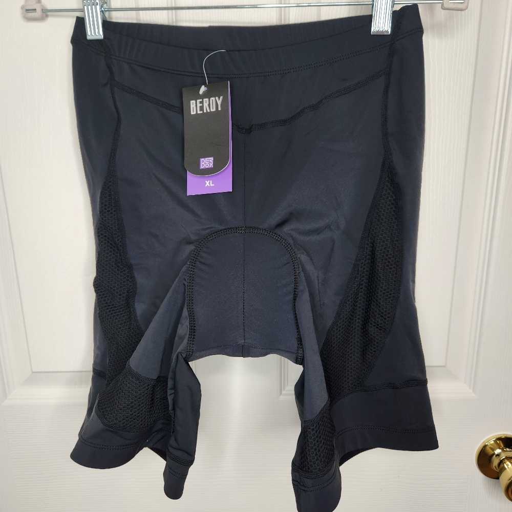 Beroy Black 8" Bike Shorts Mesh Padded Size XL NWT
